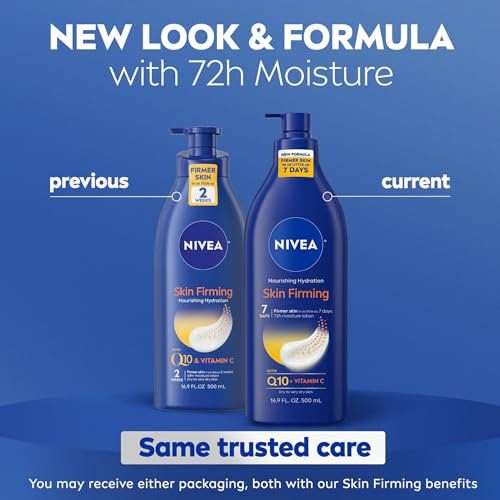 NIVEA Nourishing Hydration Skin Firming Body Lotion with Q10 and Vitamin C, 72-Hour Moisture for Dry Skin, 16.9 oz Pump Avelisse