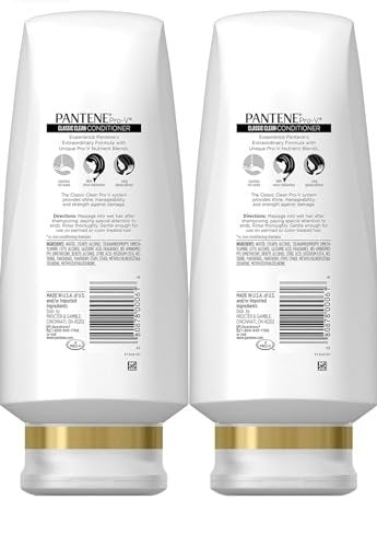 Pantene Classic Clean Conditioner, Twin Pack (2 x 24 fl oz) - Silicone-Free Formula for Healthy Hair Avelisse