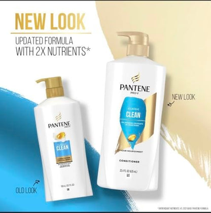Pantene Classic Clean Conditioner, Twin Pack (2 x 24 fl oz) - Silicone-Free Formula for Healthy Hair Avelisse