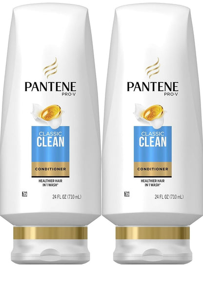 Pantene Classic Clean Conditioner, Twin Pack (2 x 24 fl oz) - Silicone-Free Formula for Healthy Hair Avelisse