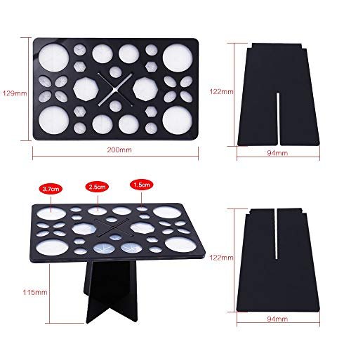 Diolan Makeup Brush Cleaning Mat & Drying Rack - 28 Holes Brush Holder, Silicone Rubber Clover Shaped Mat Cleaner - Black & Pink - görsel 16