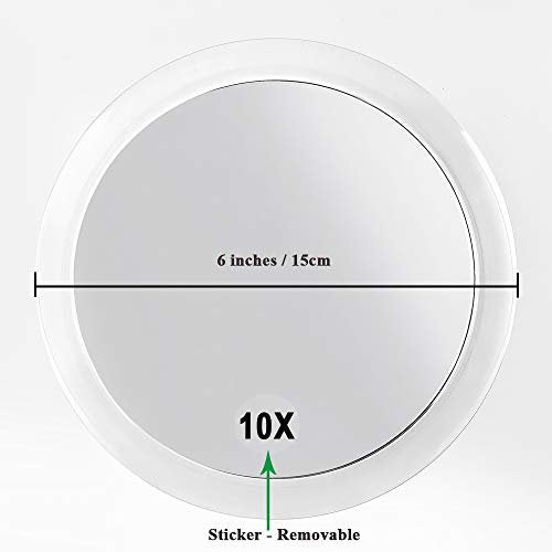 SANTOO 10X Magnifying Mirror – 6 Inch Round with Suction Cups for Precise Makeup, Tweezing & Skincare Avelisse