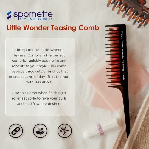 Spornette Little Wonder Rat Tail Comb for Teasing, Backcombing & Sectioning - Adds Volume to Fine Hair - Heat-Resistant Plastic Comb, Red - görsel 4