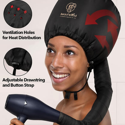 BEAUT'E SEOUL Bonnet Hair Dryer Attachment – Large Soft Hood for Handheld Blow Dryers, Deep Conditioning Cap for Natural Curly Hair, Quick Drying & Hair Treatment Avelisse