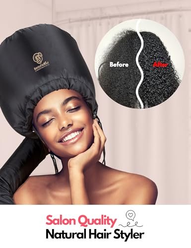 BEAUT'E SEOUL Bonnet Hair Dryer Attachment – Large Soft Hood for Handheld Blow Dryers, Deep Conditioning Cap for Natural Curly Hair, Quick Drying & Hair Treatment Avelisse
