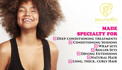 BEAUT'E SEOUL Bonnet Hair Dryer Attachment – Large Soft Hood for Handheld Blow Dryers, Deep Conditioning Cap for Natural Curly Hair, Quick Drying & Hair Treatment Avelisse