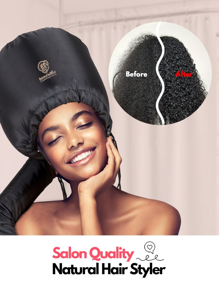 BEAUT'E SEOUL Bonnet Hair Dryer Attachment – Large Soft Hood for Handheld Blow Dryers, Deep Conditioning Cap for Natural Curly Hair, Quick Drying & Hair Treatment Avelisse