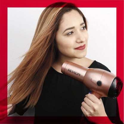 Revlon Light & Fast Hair Dryer 1875W - Ceramic Stunning Blowouts Easily and Comfortably (Copper, 3 Piece Set) Avelisse
