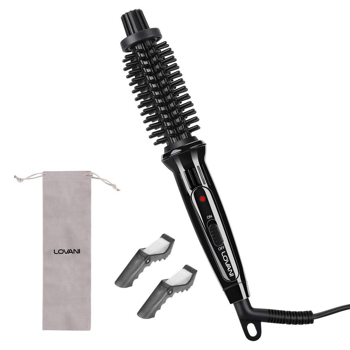 LOVANI Mini Travel Curling Iron Brush 3/4 Inch – Portable Anti-Scald Hot Curler for Short Hair, Bangs & Fine Hair, Dual Voltage with Travel Bag Avelisse