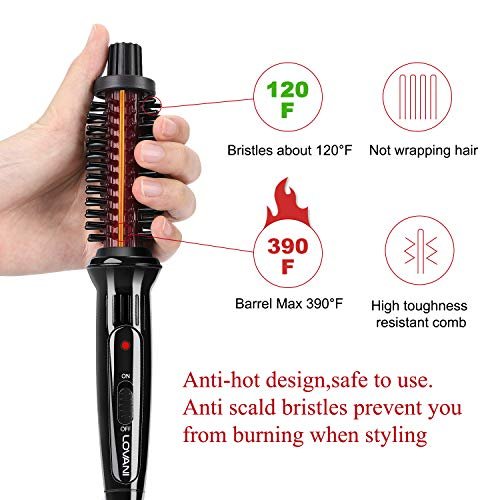 LOVANI Mini Travel Curling Iron Brush 3/4 Inch – Portable Anti-Scald Hot Curler for Short Hair, Bangs & Fine Hair, Dual Voltage with Travel Bag Avelisse