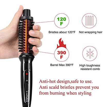 LOVANI Mini Travel Curling Iron Brush 3/4 Inch – Portable Anti-Scald Hot Curler for Short Hair, Bangs & Fine Hair, Dual Voltage with Travel Bag Avelisse