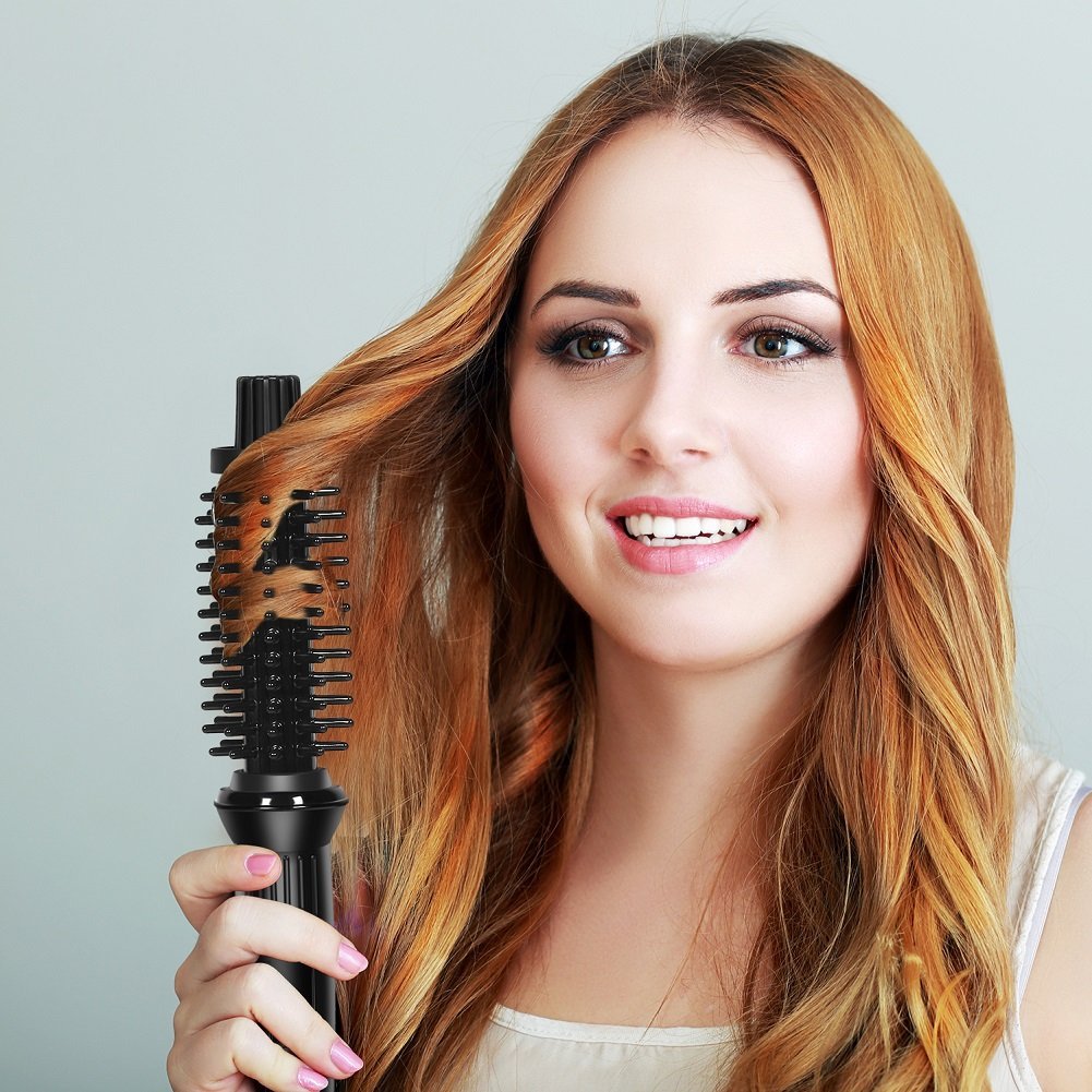 LOVANI Mini Travel Curling Iron Brush 3/4 Inch – Portable Anti-Scald Hot Curler for Short Hair, Bangs & Fine Hair, Dual Voltage with Travel Bag Avelisse