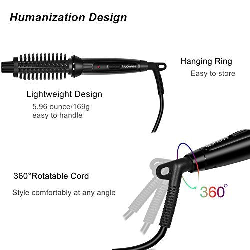 LOVANI Mini Travel Curling Iron Brush 3/4 Inch – Portable Anti-Scald Hot Curler for Short Hair, Bangs & Fine Hair, Dual Voltage with Travel Bag Avelisse