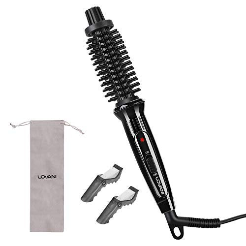 LOVANI Mini Travel Curling Iron Brush 3/4 Inch – Portable Anti-Scald Hot Curler for Short Hair, Bangs & Fine Hair, Dual Voltage with Travel Bag Avelisse