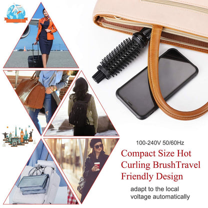 LOVANI Mini Travel Curling Iron Brush 3/4 Inch – Portable Anti-Scald Hot Curler for Short Hair, Bangs & Fine Hair, Dual Voltage with Travel Bag Avelisse