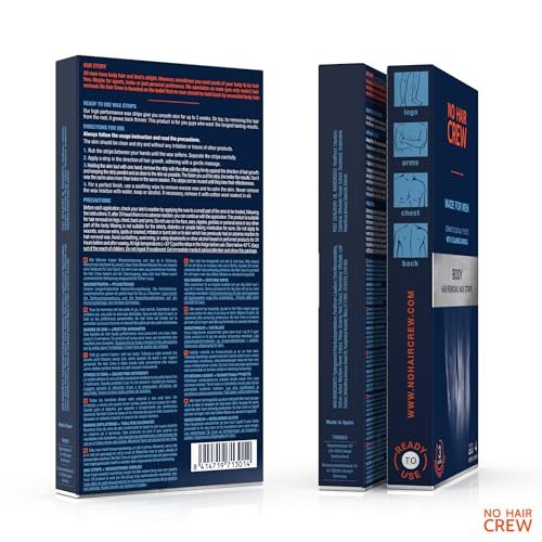 NO HAIR CREW Body Wax Strips for Men – 20 Strips & 4 Soothing Wipes Avelisse