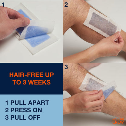 NO HAIR CREW Body Wax Strips for Men – 20 Strips & 4 Soothing Wipes Avelisse