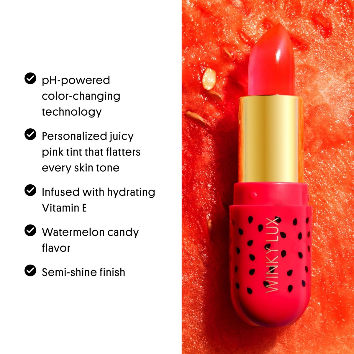 Winky Lux Watermelon Jelly pH Lip Balm - Hydrating Lip Balm with Natural Pink Tint, pH Color Changing Formula Avelisse