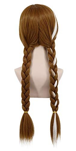 Yuehong Adult Long Brown Double Tail Braided Wig - Anime Cosplay Heat Resistant Synthetic Wig Avelisse