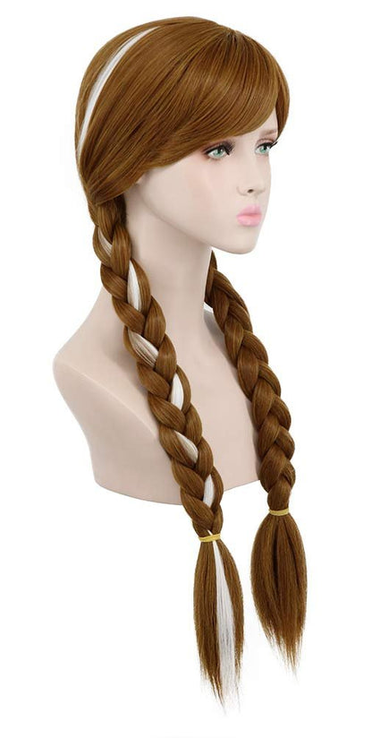 Yuehong Adult Long Brown Double Tail Braided Wig - Anime Cosplay Heat Resistant Synthetic Wig Avelisse