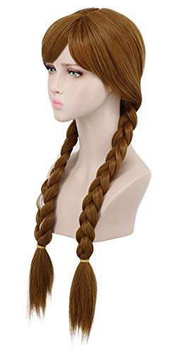 Yuehong Adult Long Brown Double Tail Braided Wig - Anime Cosplay Heat Resistant Synthetic Wig Avelisse