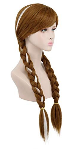Yuehong Adult Long Brown Double Tail Braided Wig - Anime Cosplay Heat Resistant Synthetic Wig Avelisse