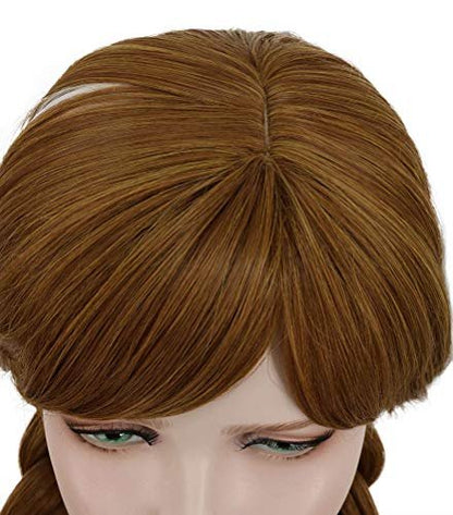 Yuehong Adult Long Brown Double Tail Braided Wig - Anime Cosplay Heat Resistant Synthetic Wig Avelisse