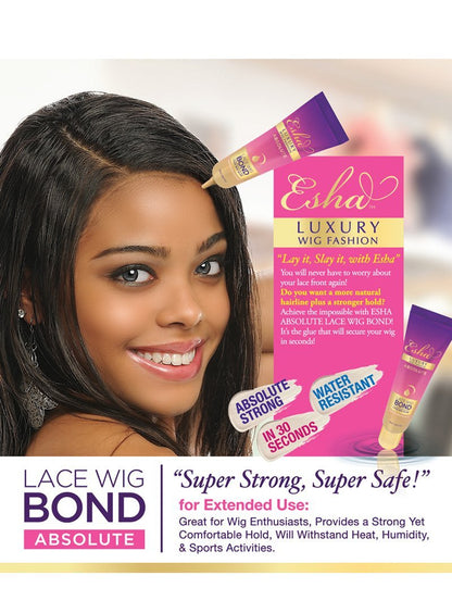 Esha Absolute Lace Wig Bond - Invisible Wig Bonding Glue: Water & Oil-Resistant, Non-Toxic, Secure Hold (1.06 fl oz, Clear)