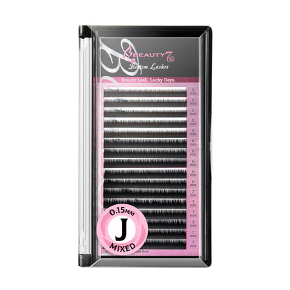 Beauty7 Mixed Volume Under Bottom Lower Individual False Eyelash Extension Tray – Matte Synthetic Mink Lash (0.15 Thickness, J Curl)