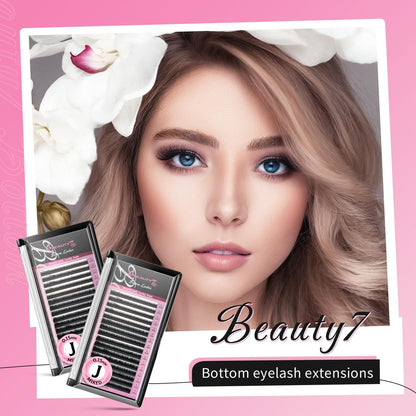 Beauty7 Mixed Volume Under Bottom Lower Individual False Eyelash Extension Tray – Matte Synthetic Mink Lash (0.15 Thickness, J Curl)