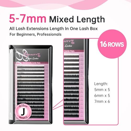 Beauty7 Mixed Volume Under Bottom Lower Individual False Eyelash Extension Tray – Matte Synthetic Mink Lash (0.15 Thickness, J Curl) - görsel 4