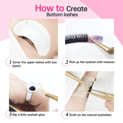 Beauty7 Mixed Volume Under Bottom Lower Individual False Eyelash Extension Tray – Matte Synthetic Mink Lash (0.15 Thickness, J Curl)