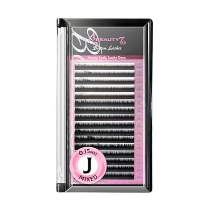 Beauty7 Mixed Volume Under Bottom Lower Individual False Eyelash Extension Tray – Matte Synthetic Mink Lash (0.15 Thickness, J Curl)