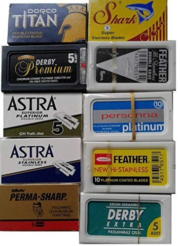 Lotus 100 Count Premium Double Edge Safety Razor Blade Sampler Pack – Feather, Astra, Personna & More Avelisse