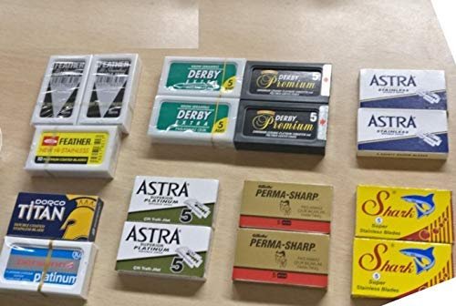 Lotus 100 Count Premium Double Edge Safety Razor Blade Sampler Pack – Feather, Astra, Personna & More Avelisse