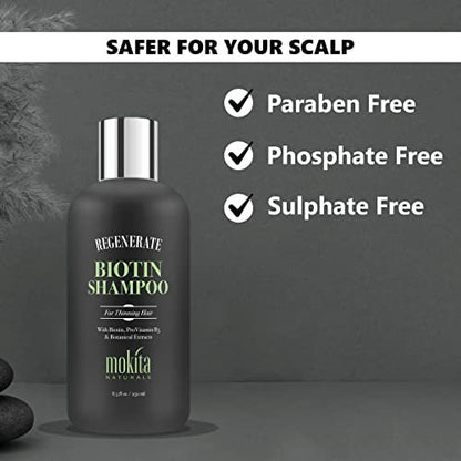 Mokita Naturals Hair Volumizing and Regrowth Shampoo for Thinning Hair, Sulfate-Free & Vegan-Friendly, 8.5 oz Avelisse