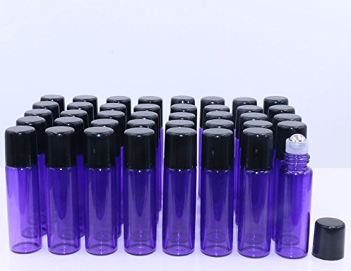 5ml Purple Glass Roller Bottles with Stainless Steel Roller Ball & Black Lid - 40 Pack for Essential Oils, Perfume Oils, Lip Balms, DIY Blends - görsel 10