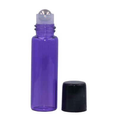 5ml Purple Glass Roller Bottles with Stainless Steel Roller Ball & Black Lid - 40 Pack for Essential Oils, Perfume Oils, Lip Balms, DIY Blends