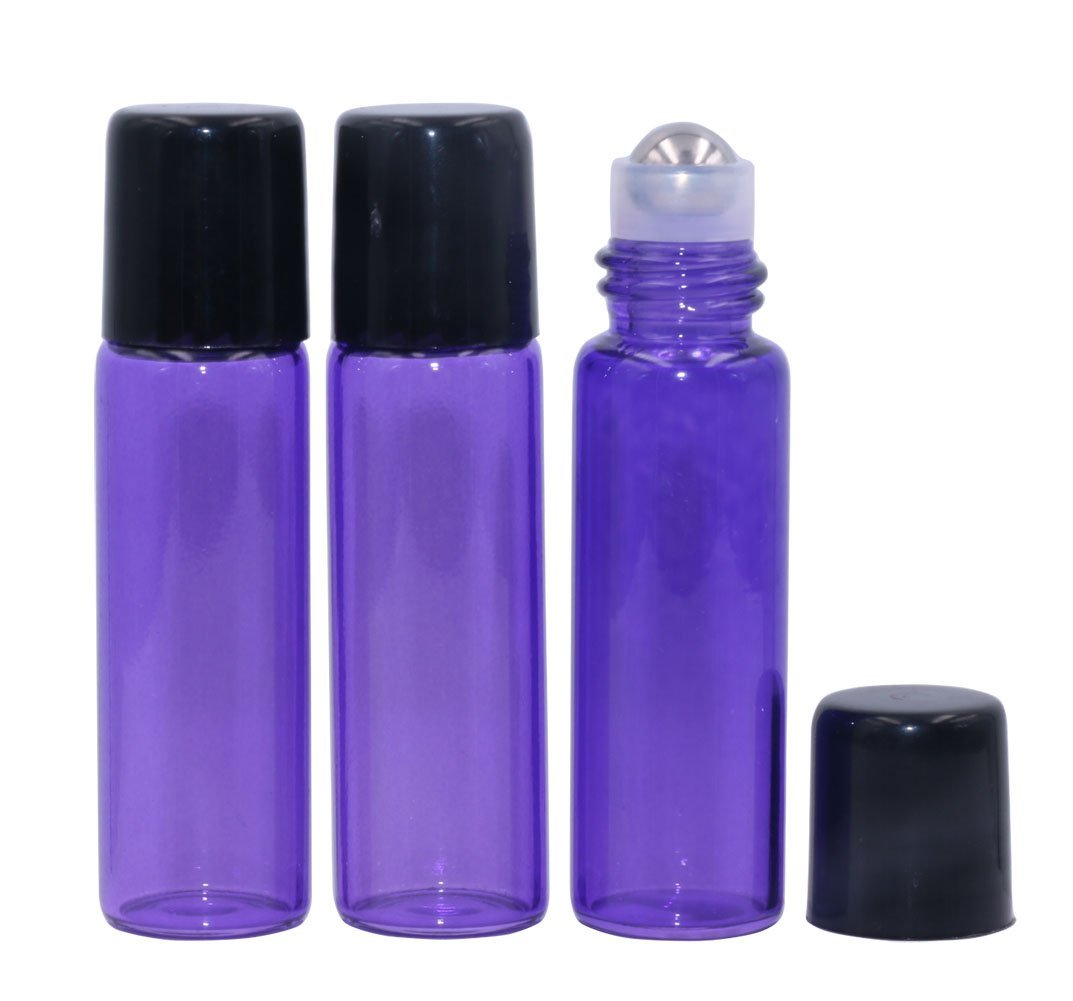 5ml Purple Glass Roller Bottles with Stainless Steel Roller Ball & Black Lid - 40 Pack for Essential Oils, Perfume Oils, Lip Balms, DIY Blends - görsel 7