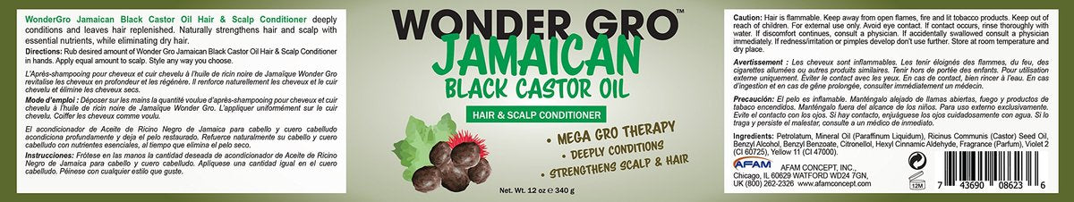 Jamaican Black Castor Oil Hair Grease Styling Conditioner – Mega Hair Growth Therapy by Wonder Gro (12 fl oz) - görsel 3