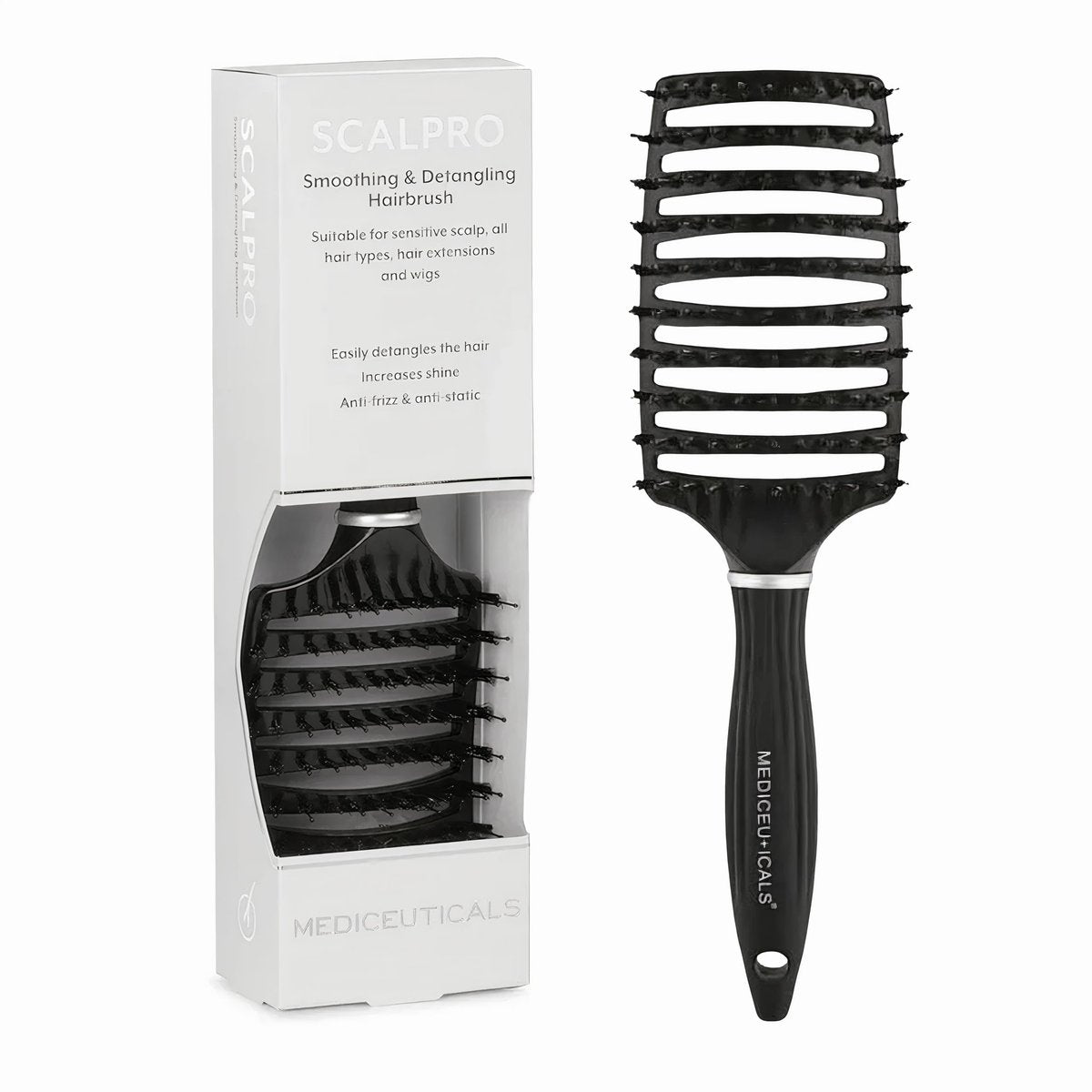 Mediceuticals SCALPRO Smoothing & Detangling Hair Brush – Black Silicone Brush for Fine, Curly, Thick & Wavy Hair - görsel 1