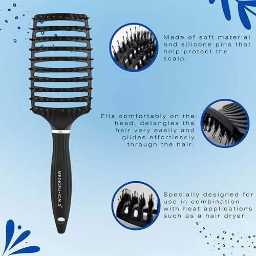 Mediceuticals SCALPRO Smoothing & Detangling Hair Brush – Black Silicone Brush for Fine, Curly, Thick & Wavy Hair - görsel 8