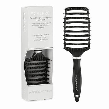 Mediceuticals SCALPRO Smoothing & Detangling Hair Brush – Black Silicone Brush for Fine, Curly, Thick & Wavy Hair