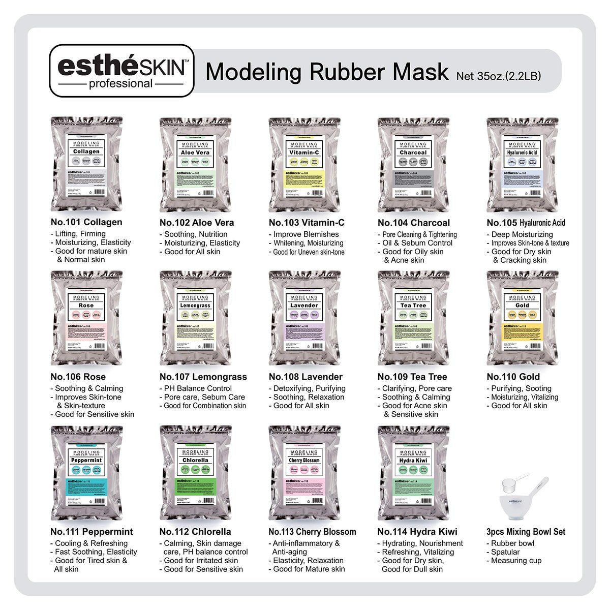estheSKIN No.104 Charcoal Modeling Mask Powder (2 Pack) - Professional Facial Treatment, 35 Oz - görsel 3
