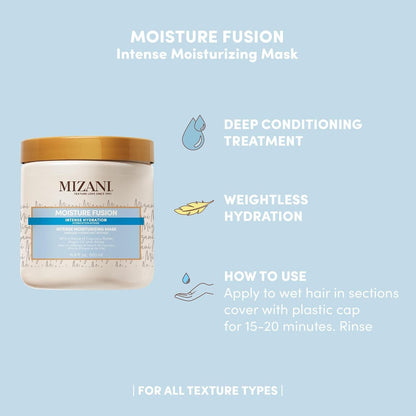 Mizani Moisture Fusion Intense Moisturizing Mask - Hydrating Hair Mask for Dry and Curly Hair, Deep Conditioning Treatment with Argan Oil, Sulfate-Free (16.9 oz) Avelisse