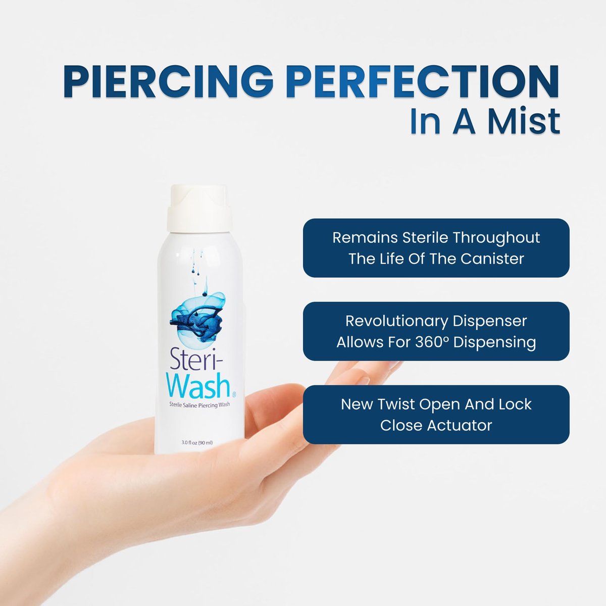 Steri-Wash Aftercare Piercing Spray 3 oz - Professional Piercing Aftercare - görsel 5