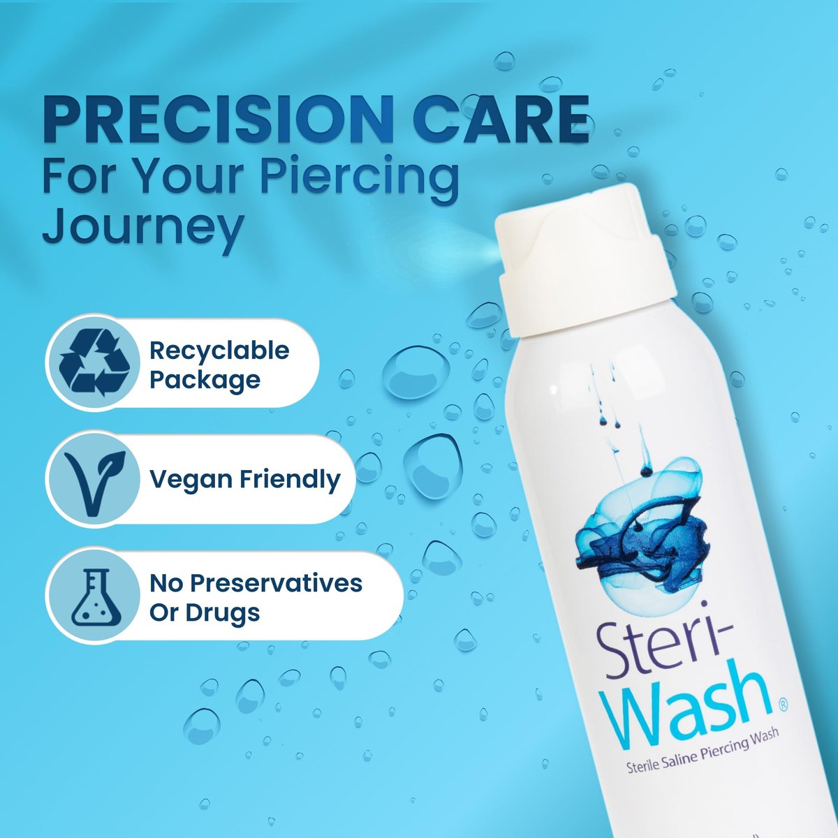 Steri-Wash Aftercare Piercing Spray 3 oz - Professional Piercing Aftercare - görsel 7