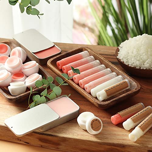 CraftZee Premium Lip Balm Making Kit – DIY Lip Gloss Pack with Natural Beeswax, Shea Butter, Sweet Almond Oil, Essential Oils, Tools, and Instruction Manual – Adult Craft Kit (66 Piece Set) Avelisse