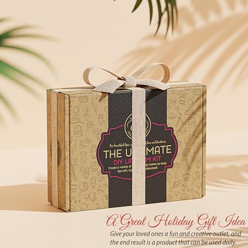 CraftZee Premium Lip Balm Making Kit – DIY Lip Gloss Pack with Natural Beeswax, Shea Butter, Sweet Almond Oil, Essential Oils, Tools, and Instruction Manual – Adult Craft Kit (66 Piece Set) Avelisse