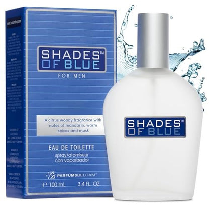 PB ParfumsBelcam Shades of Blue Eau de Toilette Spray for Men – Fresh Citrus Woody Cologne with Mandarin, Warm Spices & Musk – Mediterranean-Style Men’s Fragrance, 3.4 Fl Oz Avelisse